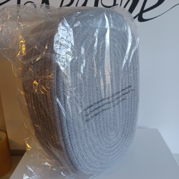 Oval Cotton Rope Storage Basket Set | Set of 3 | Neutral Off-White & Gray - Picture 7 of 8